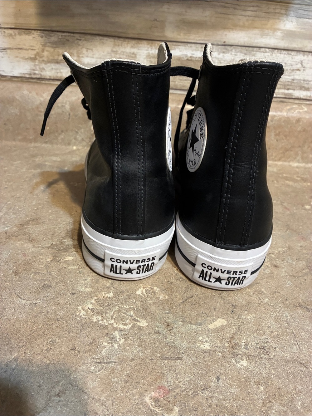 Converse Size 7.5 Black & White High-Top Platform Sneakers - Picture 9 of 11